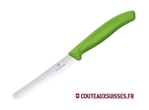 Couteau tomates / table Victorinox Swiss Classic lame 11 cm - bout rond - manche vert