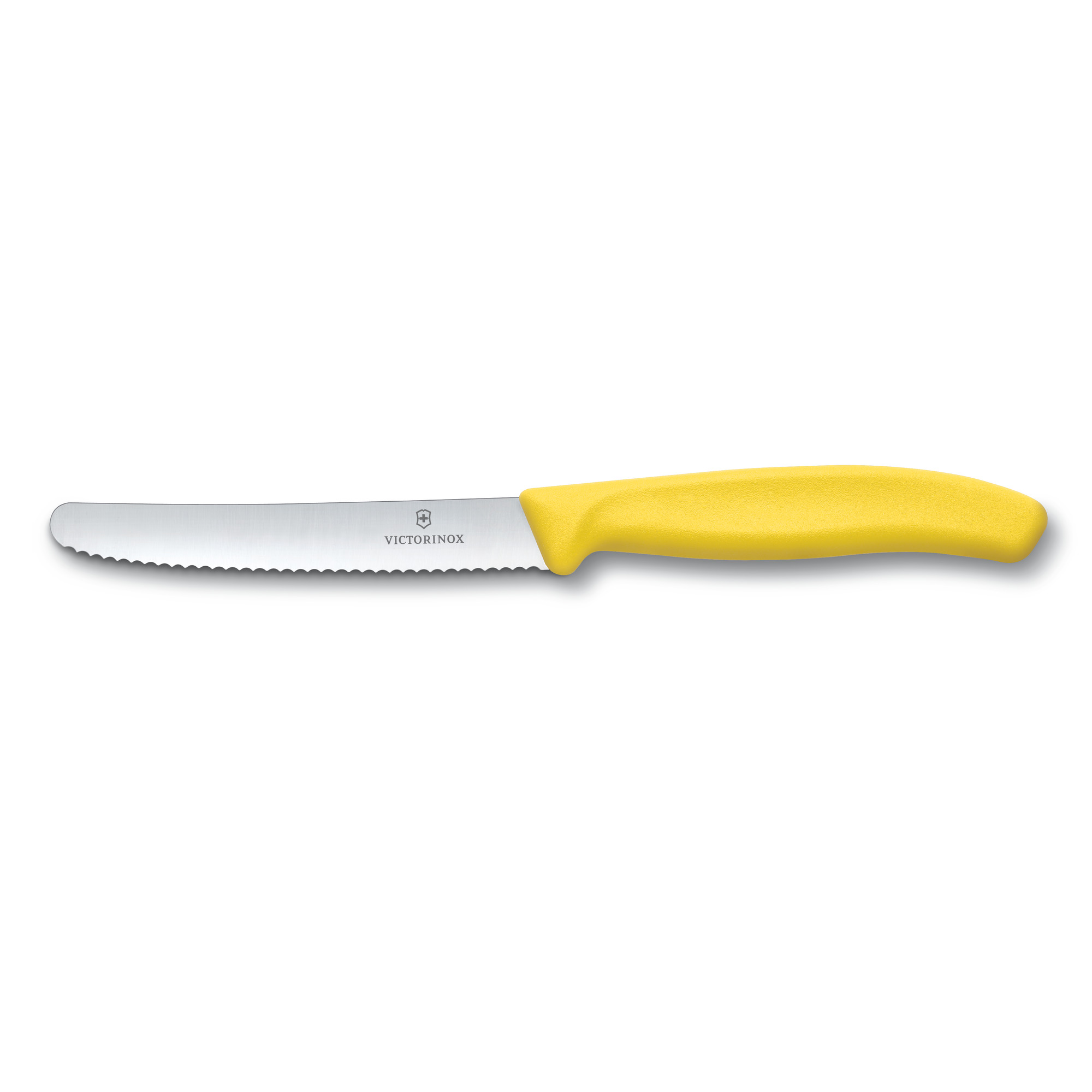 Couteau tomates / table Victorinox Swiss Classic lame denté 11 cm- bout rond - manche jaune