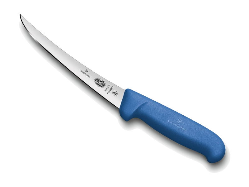 Couteau à désosser Victorinox lame flexible dos renversé 15 cm - Manche Fibrox bleu
