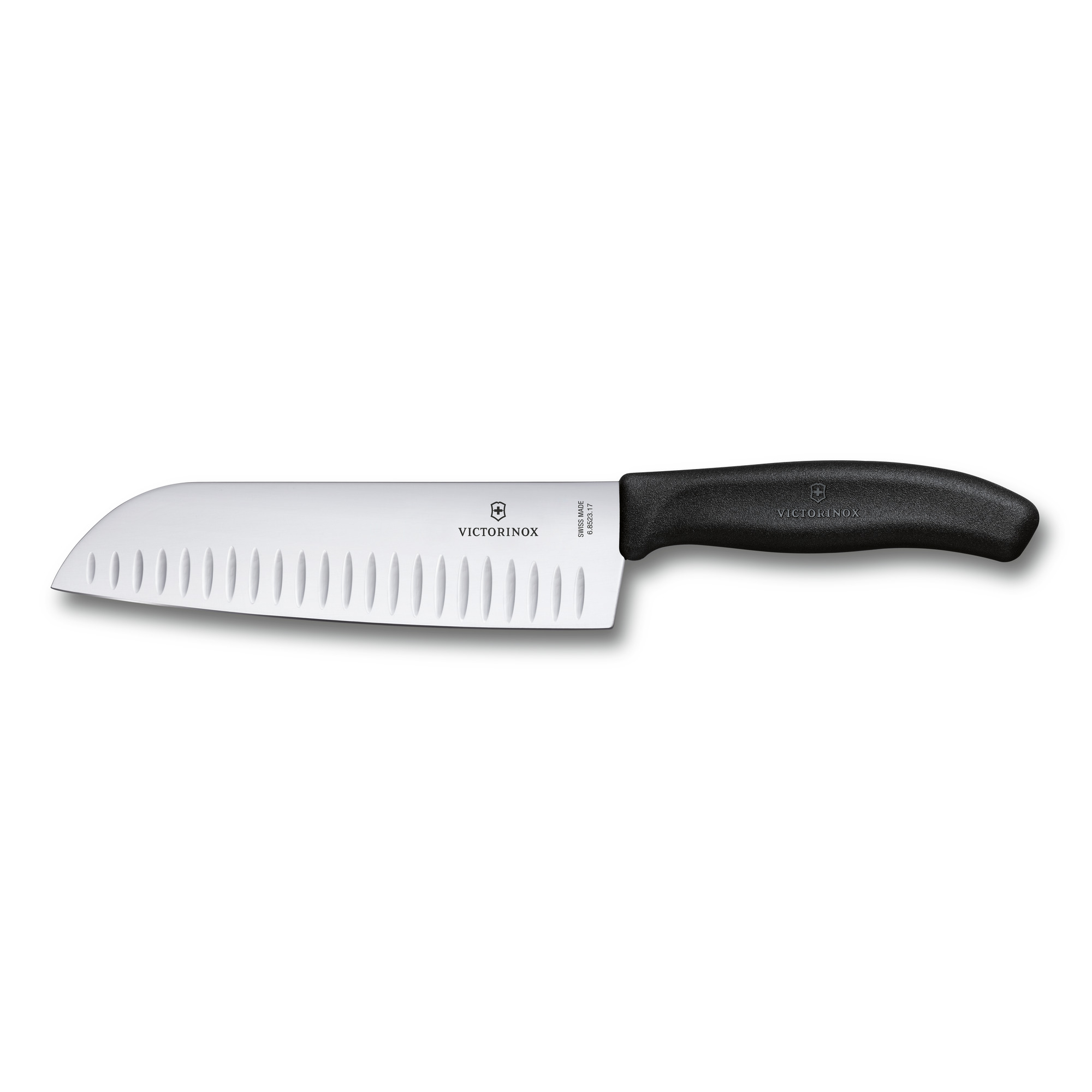 Santoku Victorinox Swiss Classic - lame alvéolée 17 cm - manche Fibrox noir