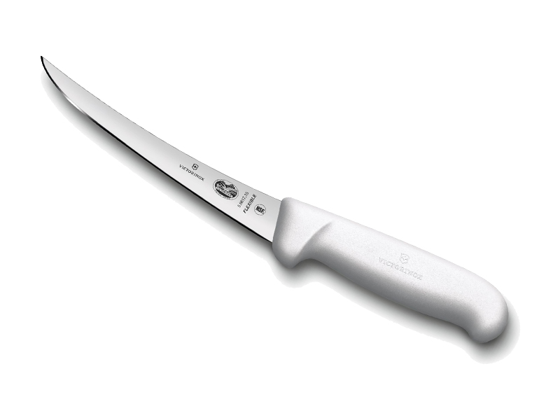 Couteau à désosser Victorinox lame flexible dos renversé 15 cm - Manche Fibrox blanc