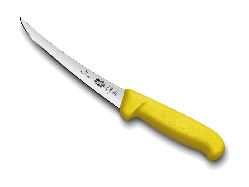 Couteau à désosser Victorinox lame flexible dos renversé 15 cm - Manche Fibrox jaune