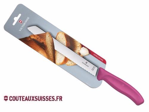 Couteau à pain Victorinox Swiss Classic lame 21 cm dentée - manche rose