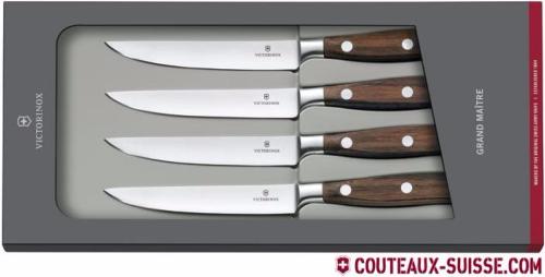 Coffret de 4 couteaux steak Victorinox forgés Grand Maître Wood