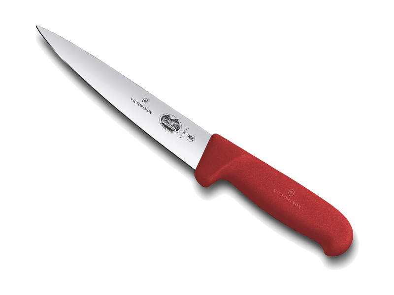 Couteau désosser/saigner Victorinox lame 14 cm - Manche rouge Fibrox