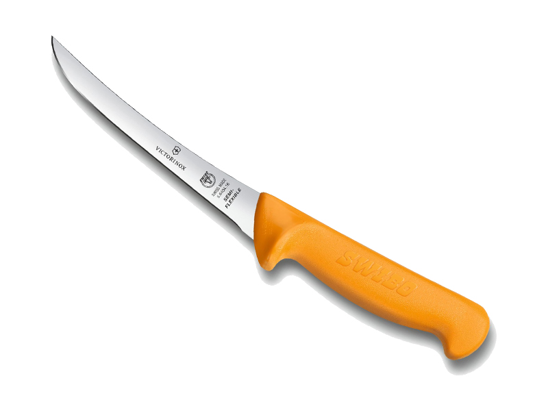 Couteau à désosser Swibo lame semi-flexible dos renversé 16 cm - Manche grillon jaune