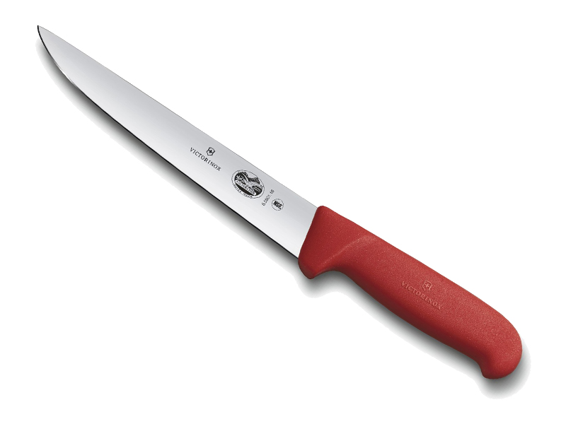 Couteau à saigner/découper Victorinox lame 22 cm - Manche Fibrox rouge