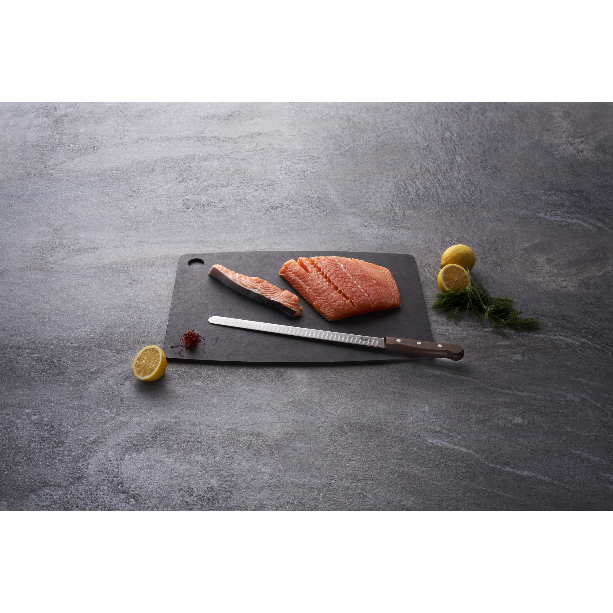 Couteau à jambon / saumon Victorinox Wood - Lame alvéolée 30 cm - Manche  palissandre