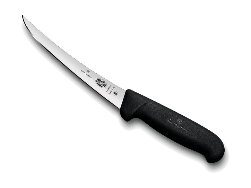 Couteau à désosser Victorinox lame flexible dos renversé 12 cm - Manche Fibrox noir