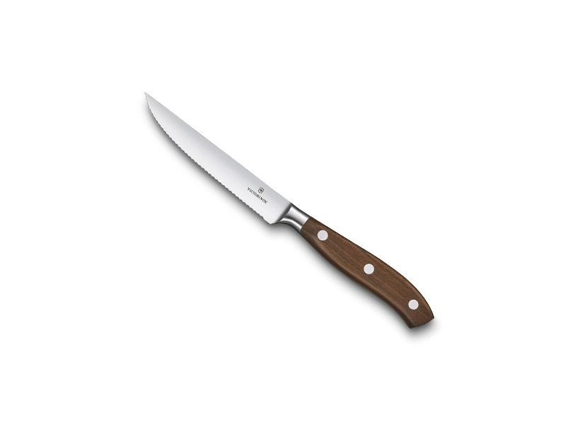 Couteau steack forgé Victorinox Grand Maître, lame crantée 12 cm - manche érable modifié