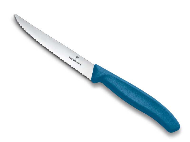 Couteau steak Victorinox Swiss Classic lame à dents 11 cm - manche bleu
