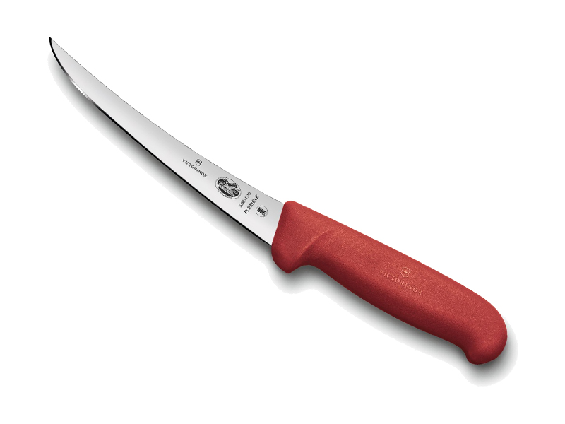 Couteau à désosser Victorinox lame flexible dos renversé 15 cm - Manche Fibrox rouge