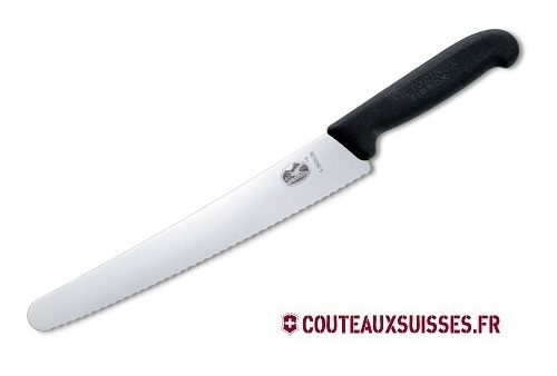 Couteau pâtissier / traiteur Victorinox lame 26 cm dentée - manche noir Fibrox