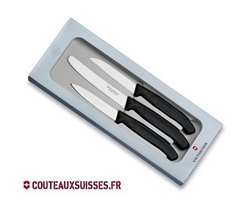 Coffret 3 couteaux office Victorinox Swiss Classic - manche noir