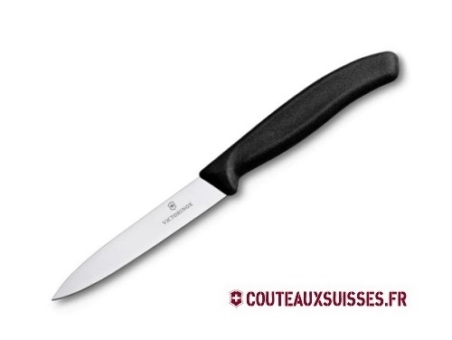Couteau d'office Victorinox Swiss Classic, lame dentée 10 cm, manche noir Fibrox