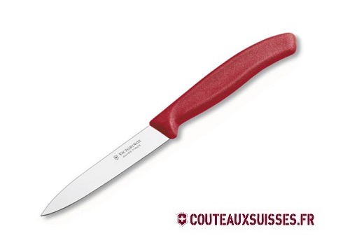 Couteau d'office Victorinox Swiss Classic - lame 10 cm - pointe milieu - manche rouge