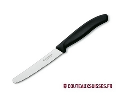 Couteau tomates / table Victorinox Swiss Classic lame denté 11 cm- bout rond - manche noir