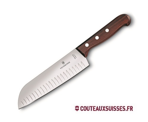 Santoku Victorinox Wood lame alvéolée 17 cm - Manche palissandre