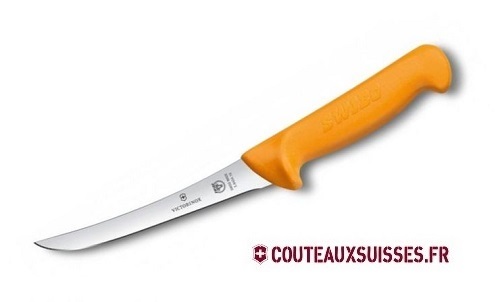 Couteau à désosser Swibo lame semi-flexible dos renversé 16 cm - Manche grillon jaune