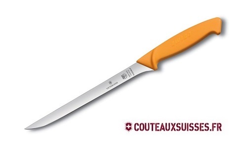 Couteau filet de sole SWIBO, lame flexible 20 cm inox, manche étroit grillon® jaune