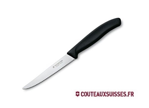 Couteau à steak Victorinox lame 11 cm dentée - manche Fibrox Noir