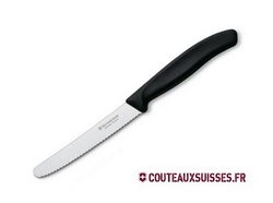 Couteau de cuisine Victorinox Manche noir à bout rond Table/Tomates cranté 11cm