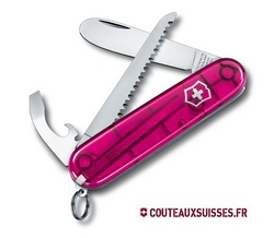 COUTEAU SUISSE ENFANT MY FIRST VICTORINOX - ROSE TRANSLUCIDE 