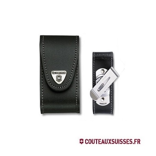 Etui Victorinox en cuir noir 